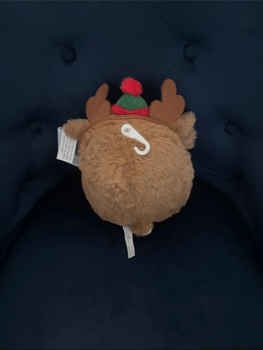 American Greetings Brown and Cream Reindeer Plush with Red & Green Hat